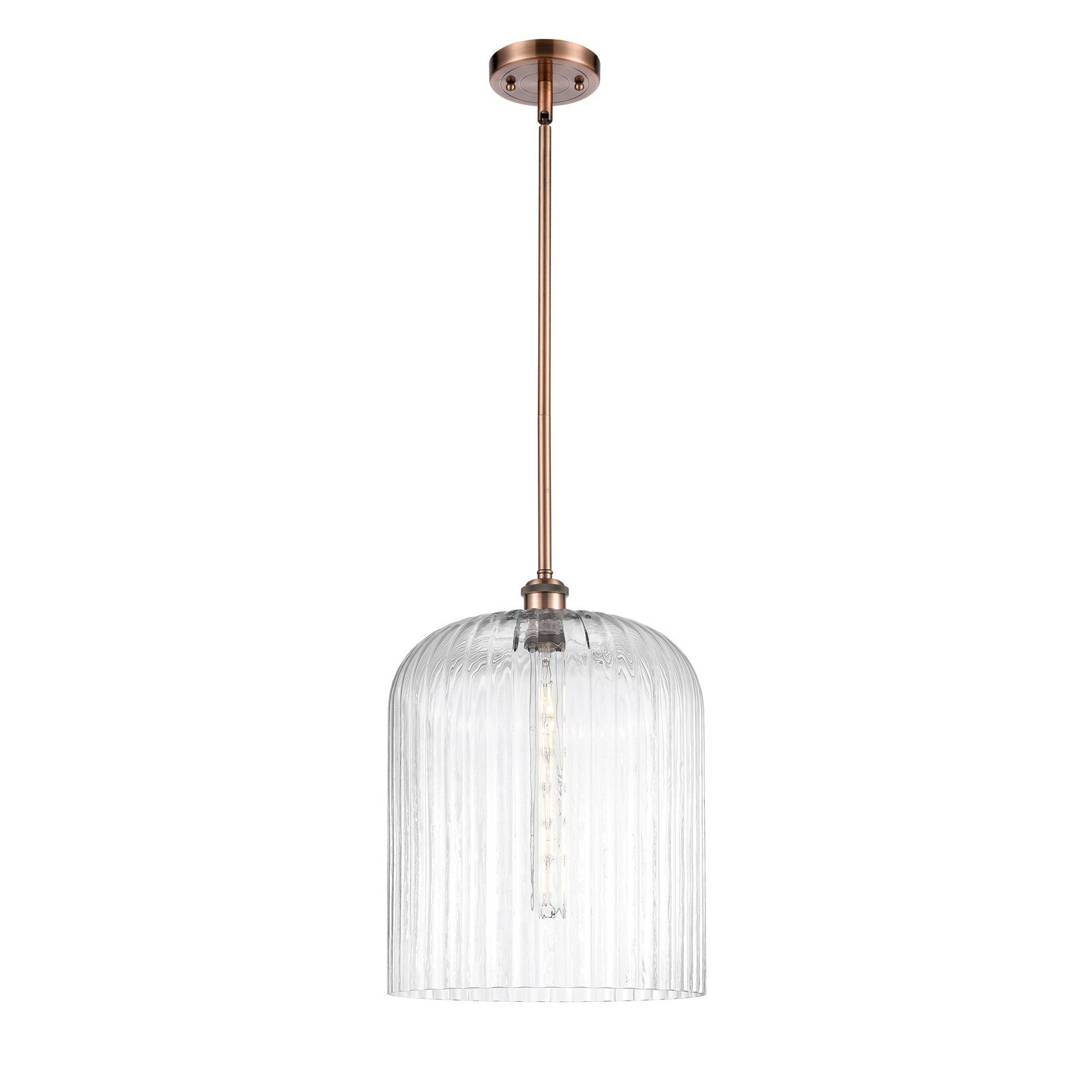 Innovations Bridal Veil 5in 1-Light Mini Pendant | Art Nouveau Antique Copper and Clear Glass | Kitchen Island & Dining | Model 516-1S-AC-G559-12CL