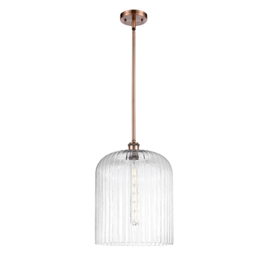 Innovations Bridal Veil 5in 1-Light Mini Pendant | Art Nouveau Antique Copper and Clear Glass | Kitchen Island & Dining | Model 516-1S-AC-G559-12CL