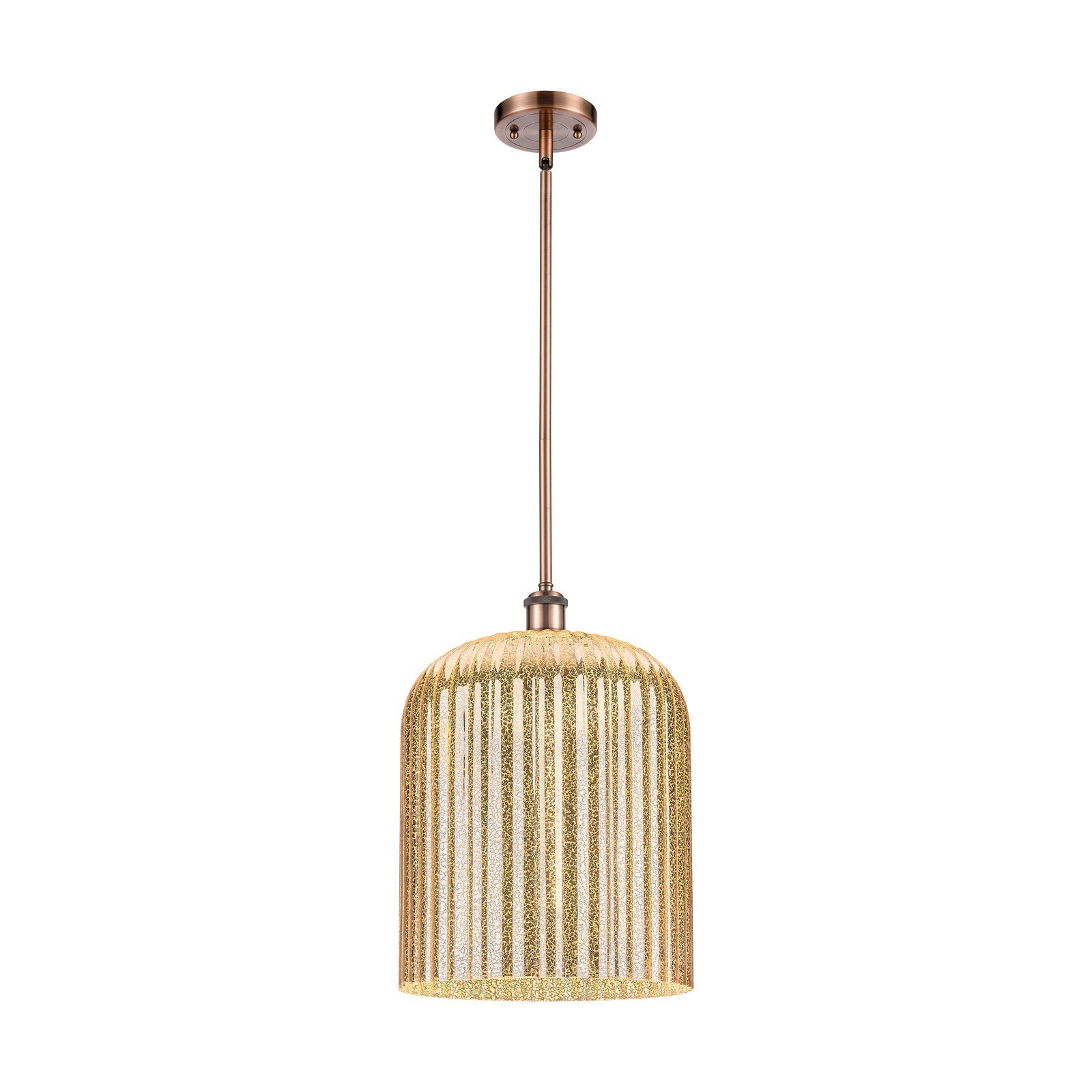 Innovations Bridal Veil 5in 1-Light Mini Pendant | Art Nouveau Antique Copper and Mercury Glass | Kitchen Island & Dining | Model 516-1S-AC-G559-12ME