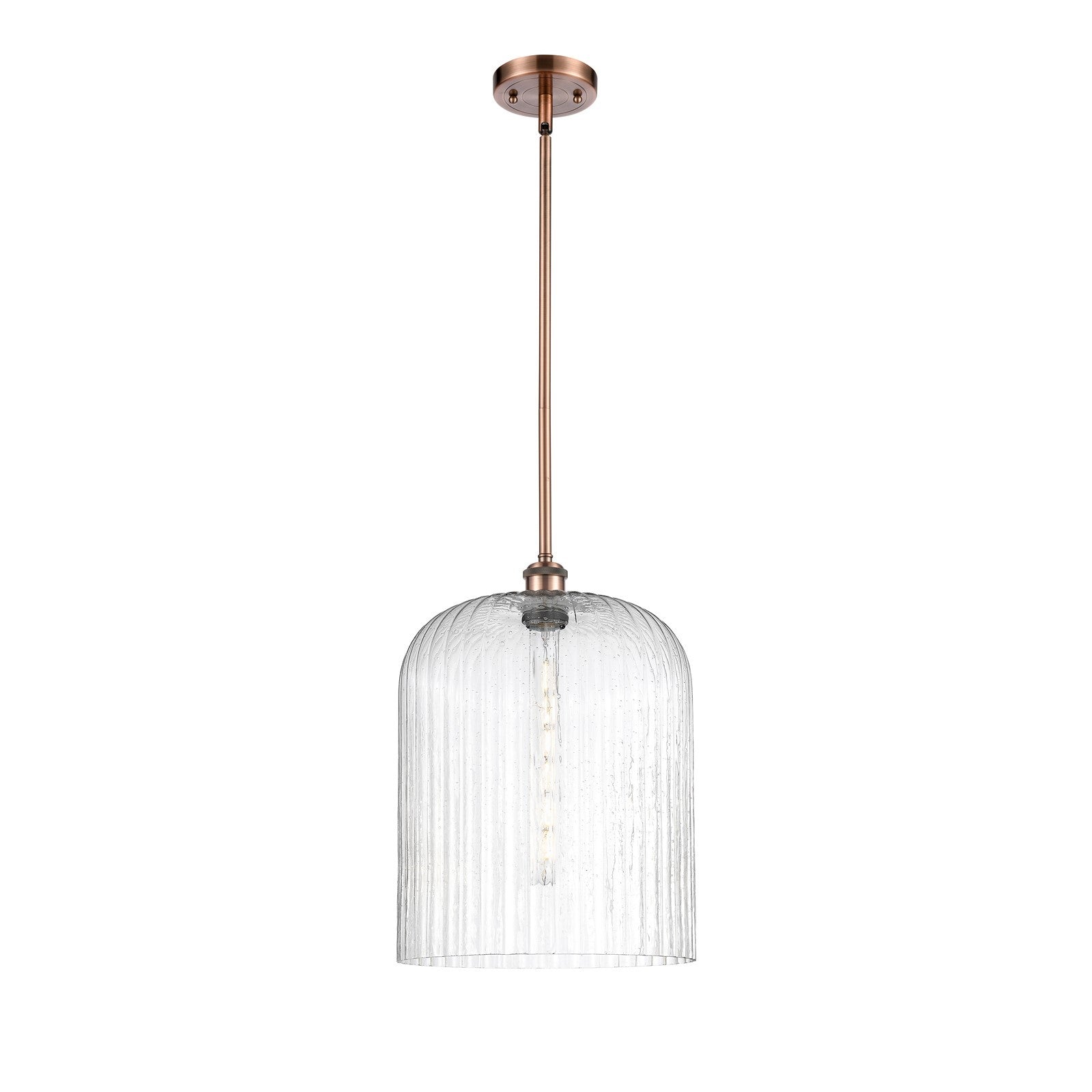 Innovations Bridal Veil 5in 1-Light Mini Pendant | Art Nouveau Antique Copper and Seedy Glass | Kitchen Island & Dining | Model 516-1S-AC-G559-12SDY