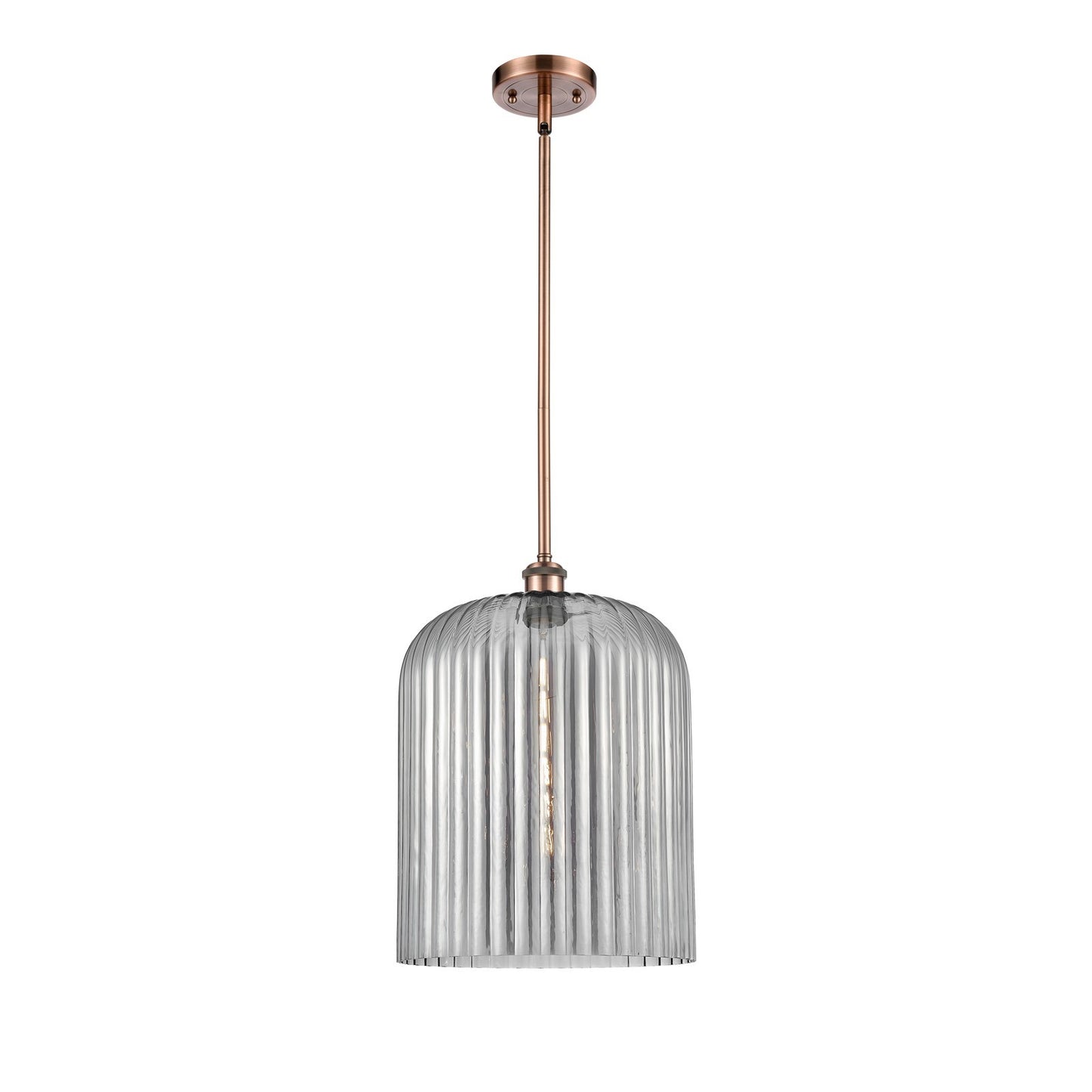 Innovations Bridal Veil 5in 1-Light Mini Pendant | Art Nouveau Antique Copper and Light Smoke Glass | Kitchen Island | Model 516-1S-AC-G559-12SM