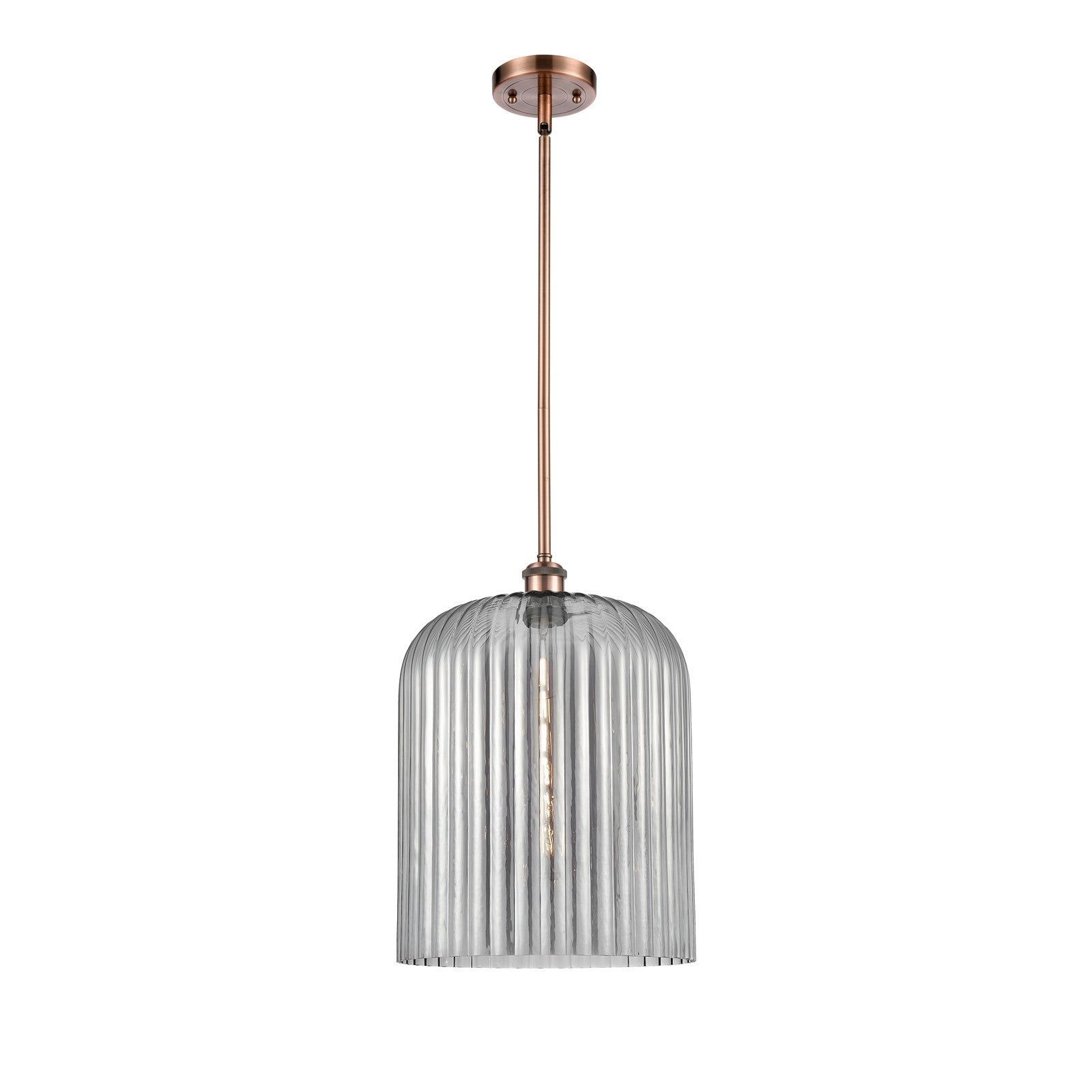 Innovations Bridal Veil 5in 1-Light Mini Pendant | Art Nouveau Antique Copper and Light Smoke Glass | Kitchen Island | Model 516-1S-AC-G559-12SM