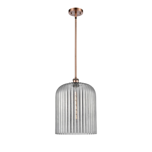 Innovations Bridal Veil 5in 1-Light Mini Pendant | Art Nouveau Antique Copper and Light Smoke Glass | Kitchen Island | Model 516-1S-AC-G559-12SM