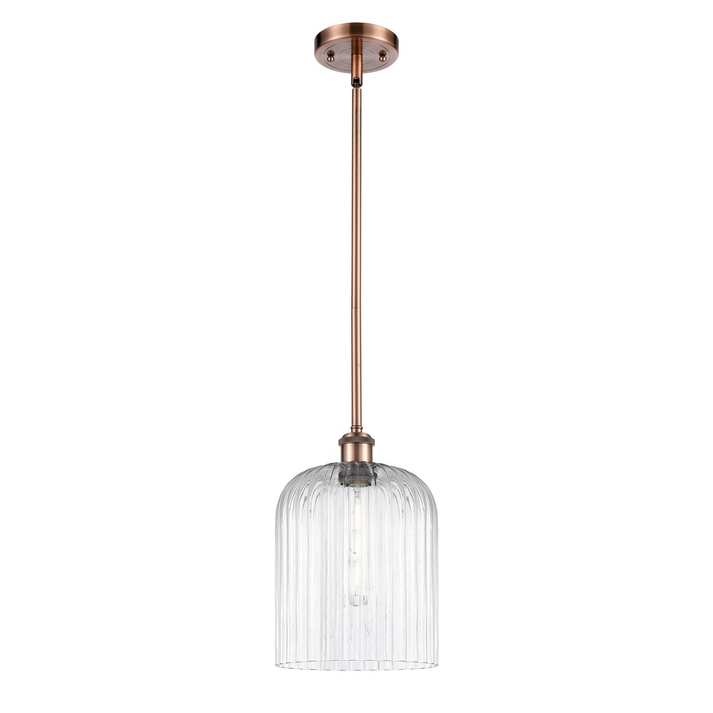 Innovations Bridal Veil 5in 1-Light Mini Pendant | Art Nouveau Antique Copper and Clear Glass | Kitchen Island & Dining | Model 516-1S-AC-G559-8CL