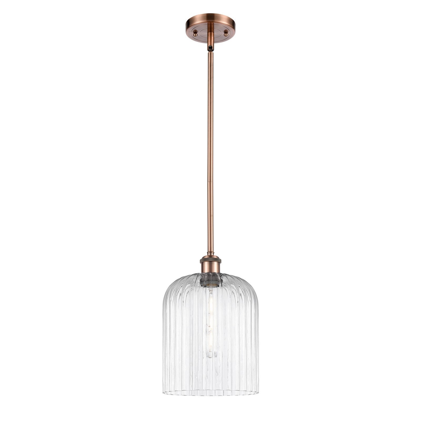 Innovations Bridal Veil 5in 1-Light Mini Pendant | Art Nouveau Antique Copper and Clear Glass | Kitchen Island & Dining | Model 516-1S-AC-G559-8CL