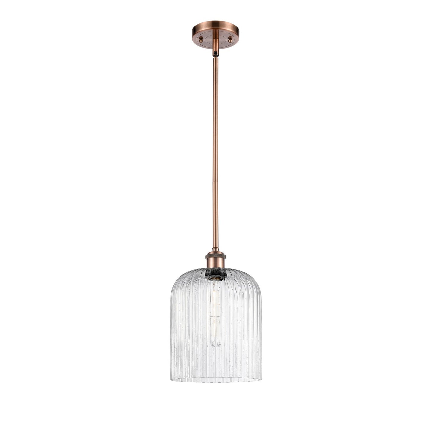 Innovations Bridal Veil 5in 1-Light Mini Pendant | Art Nouveau Antique Copper and Seedy Glass | Kitchen Island & Dining | Model 516-1S-AC-G559-8SDY