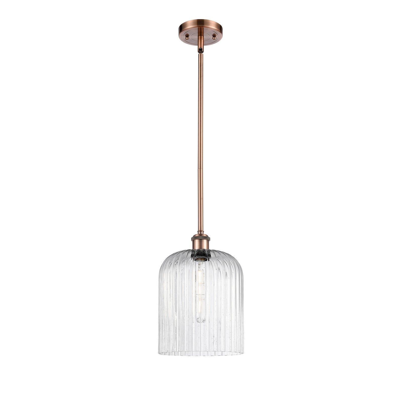 Innovations Bridal Veil 5in 1-Light Mini Pendant | Art Nouveau Antique Copper and Seedy Glass | Kitchen Island & Dining | Model 516-1S-AC-G559-8SDY