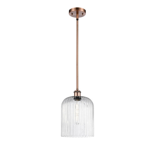 Innovations Bridal Veil 5in 1-Light Mini Pendant | Art Nouveau Antique Copper and Seedy Glass | Kitchen Island & Dining | Model 516-1S-AC-G559-8SDY