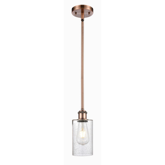 Innovations Clymer 4in 1-Light Mini Pendant | Art Nouveau Antique Copper and Seedy Glass | Kitchen Island & Dining Room | Model 516-1S-AC-G804