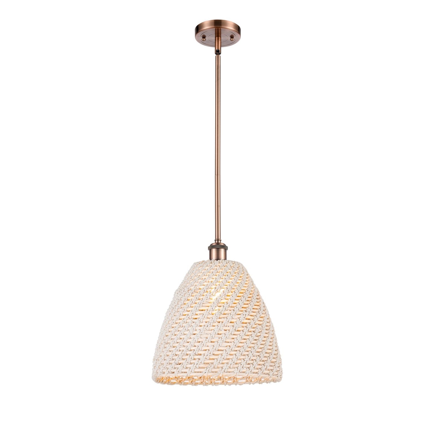 Innovations Bristol Natural 12in 1-Light Mini Pendant | Farmhouse Antique Copper and Natural Fiber Shade | Kitchen | Model 516-1S-AC-NBD-12-NAT