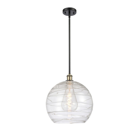 Innovations Athens Deco Swirl 14in 1-Light Mini Pendant | Industrial Black Antique Brass and Clear Glass | Kitchen | Model 516-1S-BAB-G1213-14CL