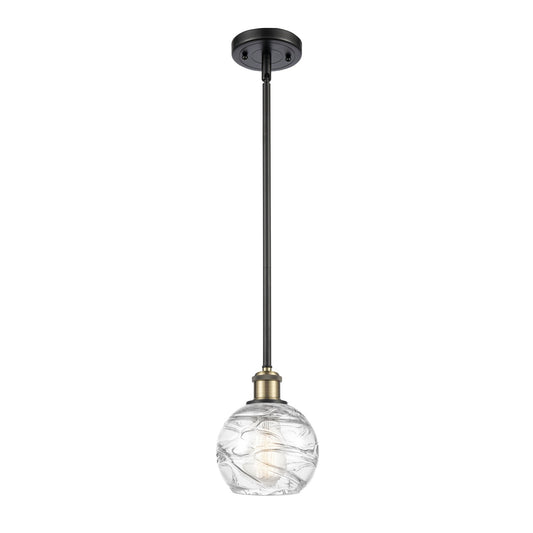 Innovations Athens Deco Swirl 6in 1-Light Mini Pendant | Industrial Black Antique Brass and Clear Glass | Kitchen Island | Model 516-1S-BAB-G1213-6CL