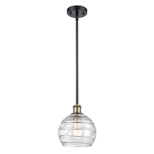 Innovations Athens Deco Swirl 8in 1-Light Mini Pendant | Industrial Black Antique Brass and Clear Glass | Kitchen Island | Model 516-1S-BAB-G1213-8CL