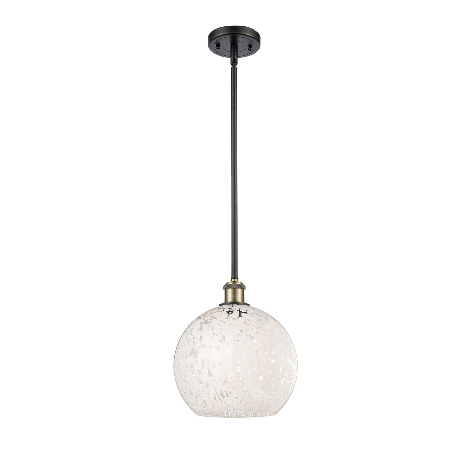 Innovations 10in 1-Light Mini Pendant | Art Nouveau Black Antique Brass and White Mouchette Glass | Kitchen Island | Model 516-1S-BAB-G1216-10WM