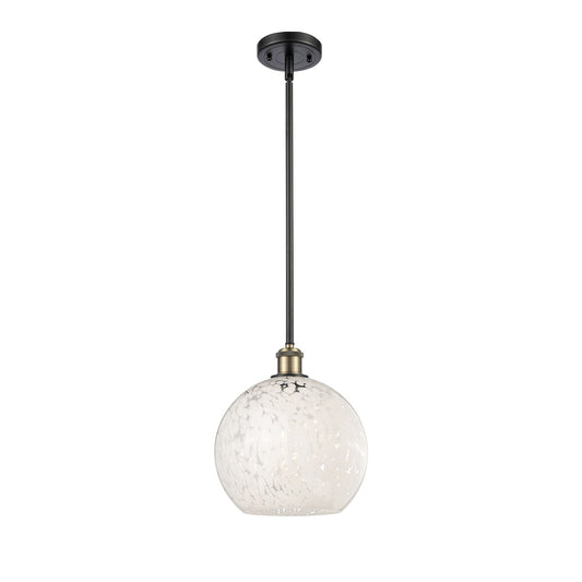 Innovations 10in 1-Light Mini Pendant | Art Nouveau Black Antique Brass and White Mouchette Glass | Kitchen Island | Model 516-1S-BAB-G1216-10WM