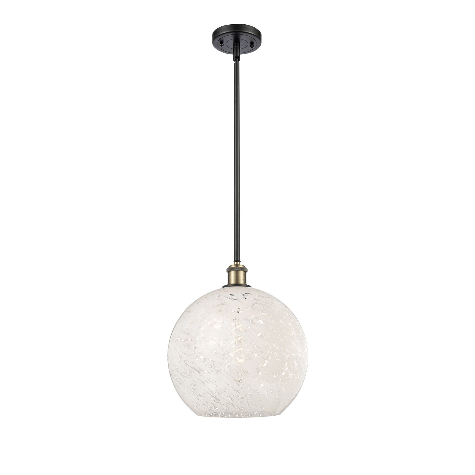 Innovations Ballston 12in 1-Light Mini Pendant | Art Nouveau Black Antique Brass and White Mouchette Glass | Kitchen | Model 516-1S-BAB-G1216-12WM