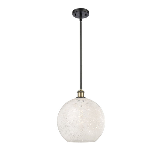 Innovations Ballston 12in 1-Light Mini Pendant | Art Nouveau Black Antique Brass and White Mouchette Glass | Kitchen | Model 516-1S-BAB-G1216-12WM