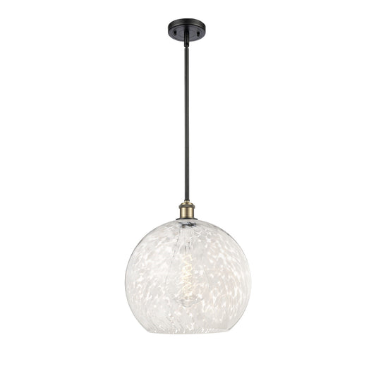 Innovations Ballston 13.75in 1-Light Pendant | Art Nouveau Black Antique Brass and White Mouchette Glass | Kitchen | Model 516-1S-BAB-G1216-14WM