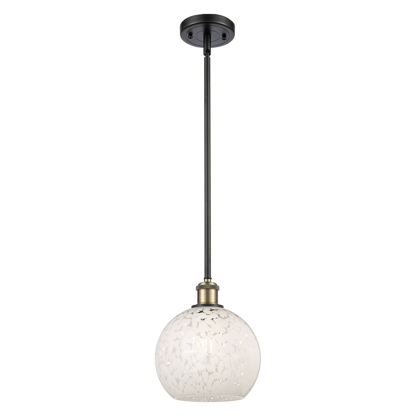 Innovations Ballston 8in 1-Light Mini Pendant | Art Nouveau Black Antique Brass and White Mouchette Glass | Kitchen | Model 516-1S-BAB-G1216-8WM