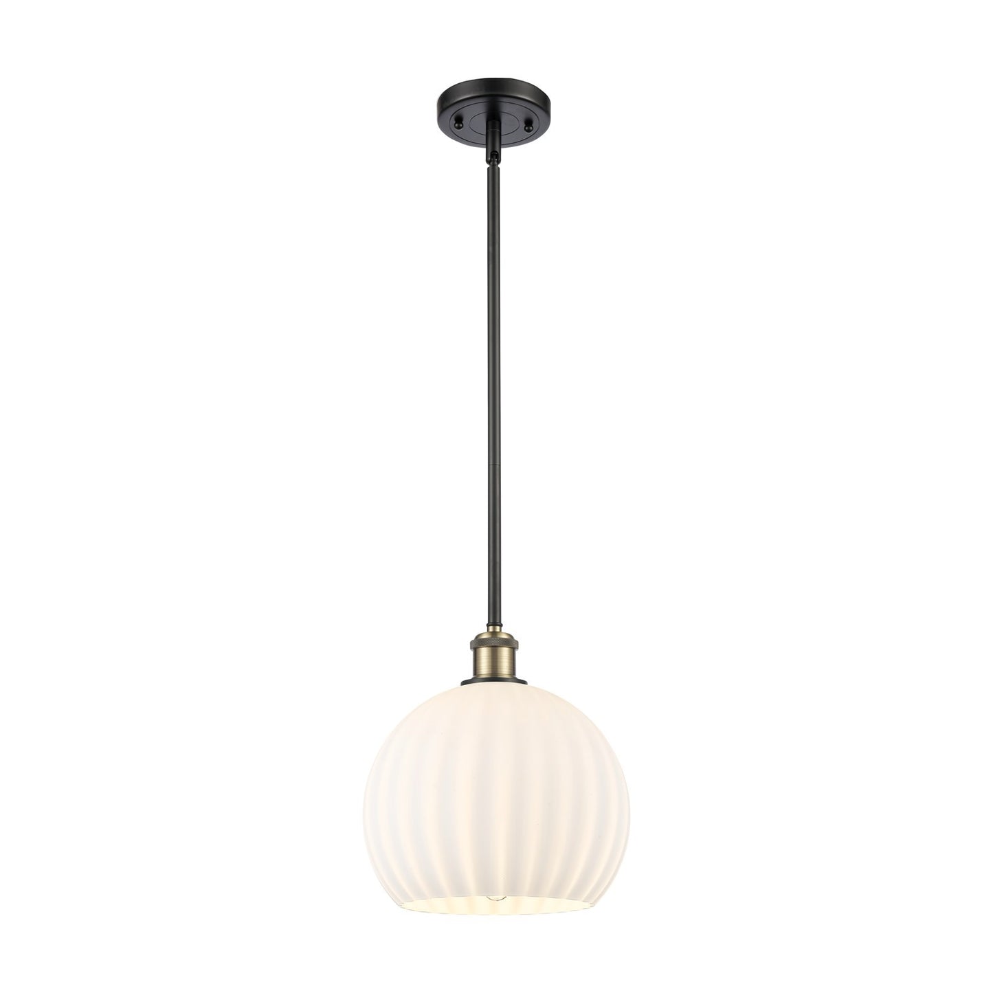 Innovations Ballston 10in 1-Light Mini Pendant | Art Nouveau Black Antique Brass and White Venetian Glass | Kitchen | Model 516-1S-BAB-G1217-10WV