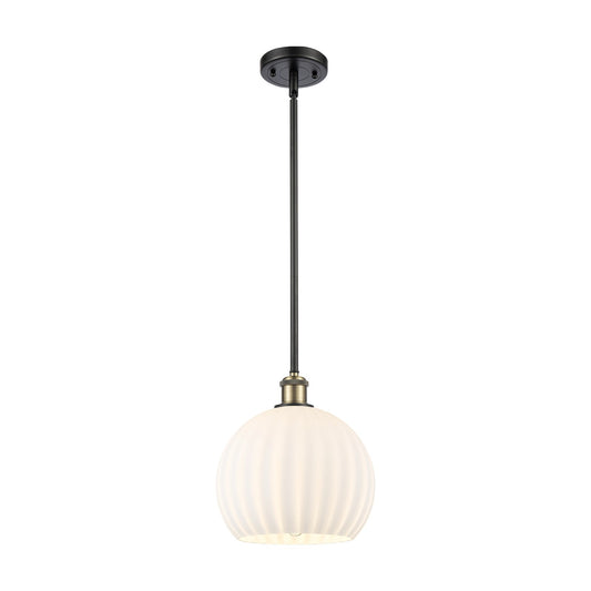 Innovations Ballston 10in 1-Light Mini Pendant | Art Nouveau Black Antique Brass and White Venetian Glass | Kitchen | Model 516-1S-BAB-G1217-10WV