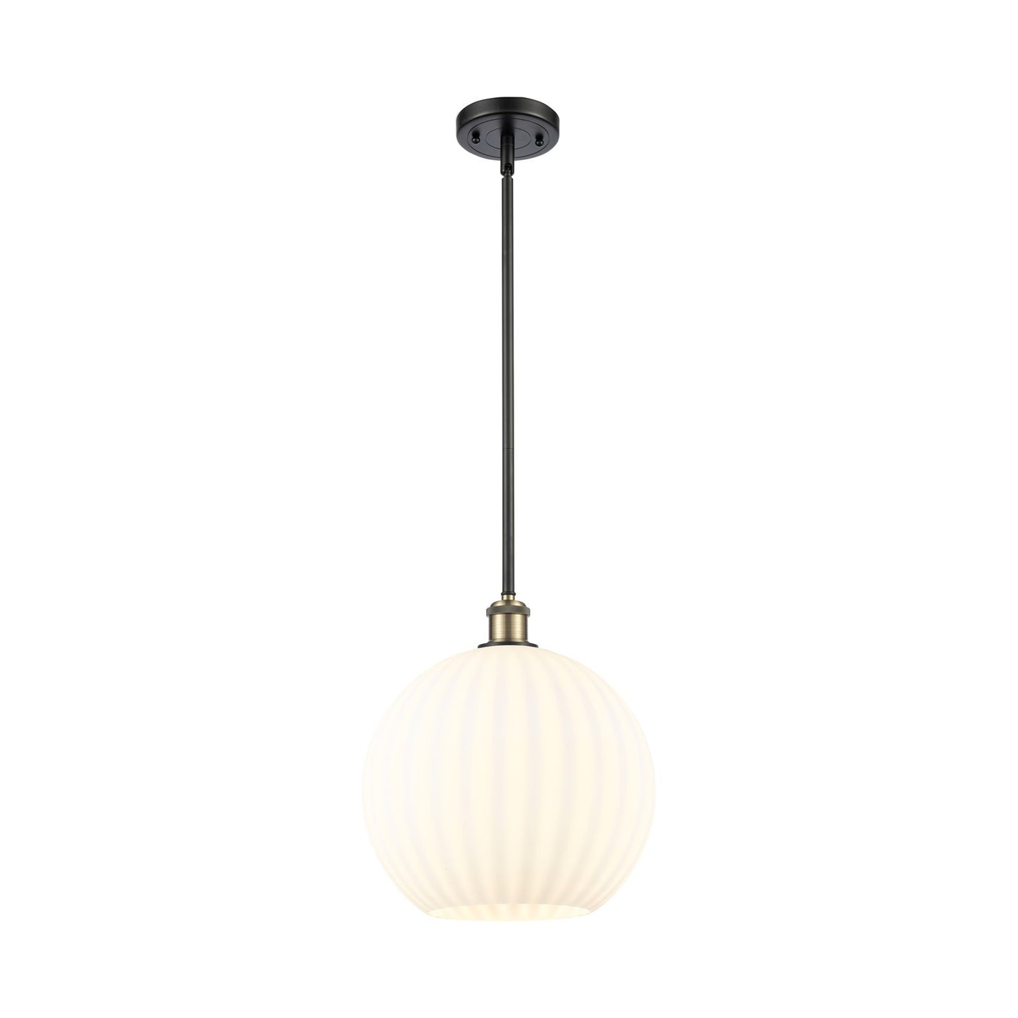Innovations Ballston 12in 1-Light Mini Pendant | Art Nouveau Black Antique Brass and White Venetian Glass | Kitchen | Model 516-1S-BAB-G1217-12WV