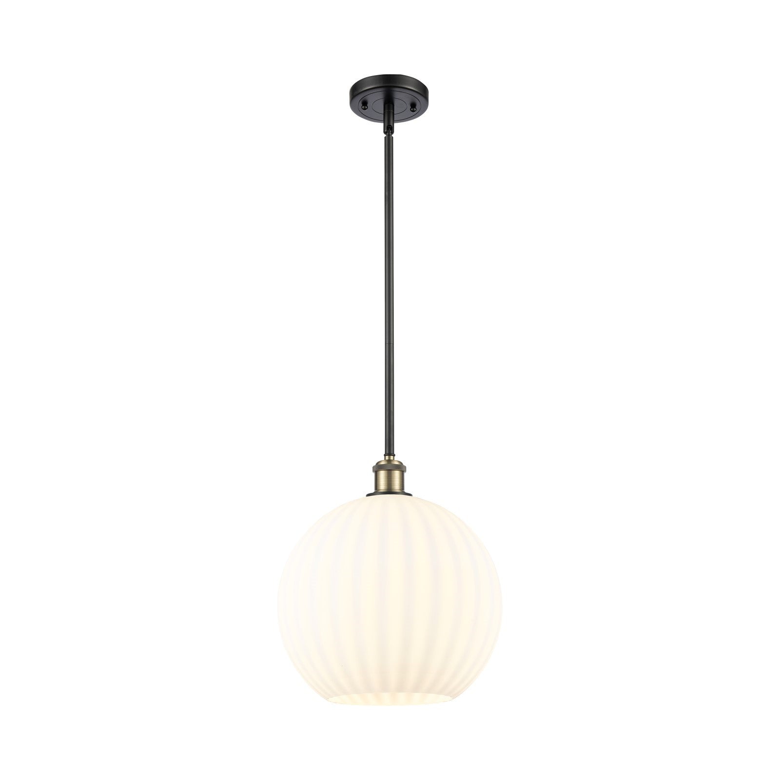 Innovations Ballston 12in 1-Light Mini Pendant | Art Nouveau Black Antique Brass and White Venetian Glass | Kitchen | Model 516-1S-BAB-G1217-12WV