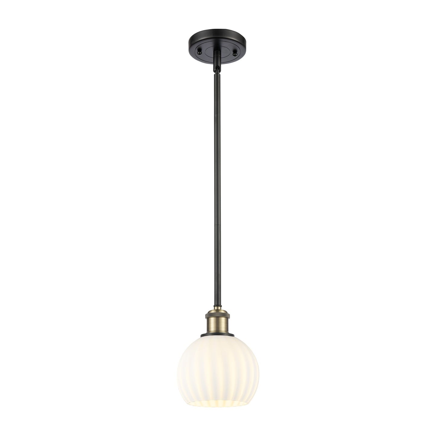 Innovations Ballston 6in 1-Light Mini Pendant | Art Nouveau Black Antique Brass and White Venetian Glass | Kitchen | Model 516-1S-BAB-G1217-6WV