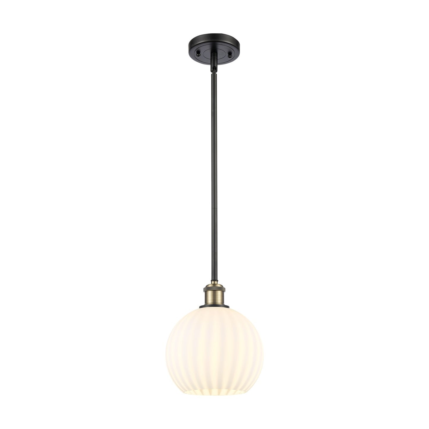 Innovations Ballston 8in 1-Light Mini Pendant | Modern Contempo Black Antique Brass and White Venetian Glass | Kitchen | Model 516-1S-BAB-G1217-8WV
