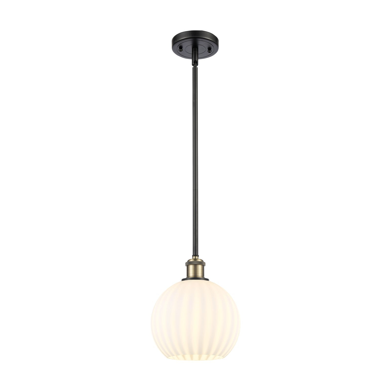 Innovations Ballston 8in 1-Light Mini Pendant | Modern Contempo Black Antique Brass and White Venetian Glass | Kitchen | Model 516-1S-BAB-G1217-8WV