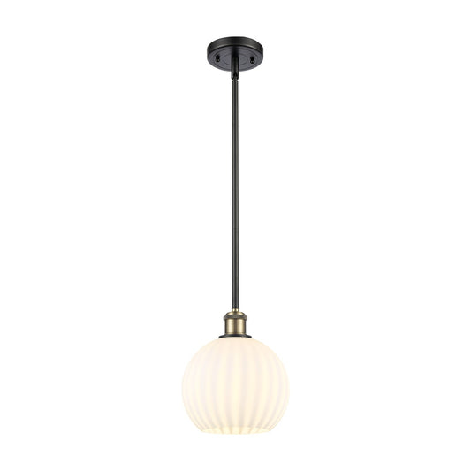 Innovations Ballston 8in 1-Light Mini Pendant | Modern Contempo Black Antique Brass and White Venetian Glass | Kitchen | Model 516-1S-BAB-G1217-8WV