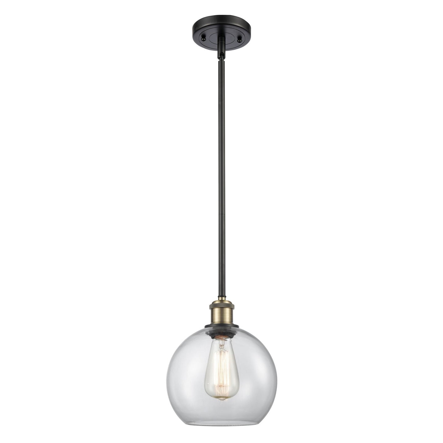 Innovations Athens 8in 1-Light Mini Pendant | Modern Contempo Black Antique Brass and Clear Basket Weave Glass | Kitchen | Model 516-1S-BAB-G122C-8CL
