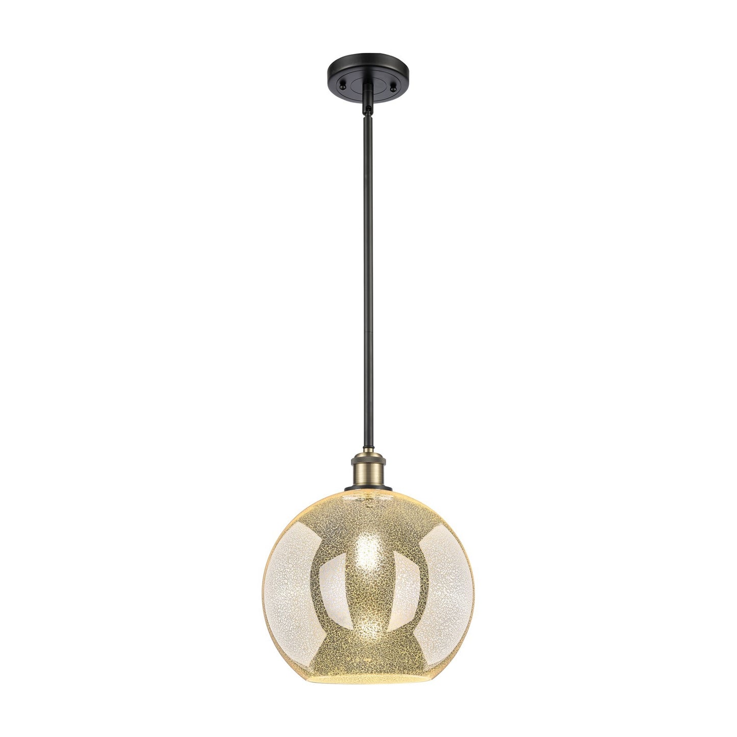 Innovations Athens 12in 1-Light Mini Pendant | Industrial Black Antique Brass and Mercury Glass | Kitchen Island & Dining | Model 516-1S-BAB-G128-12