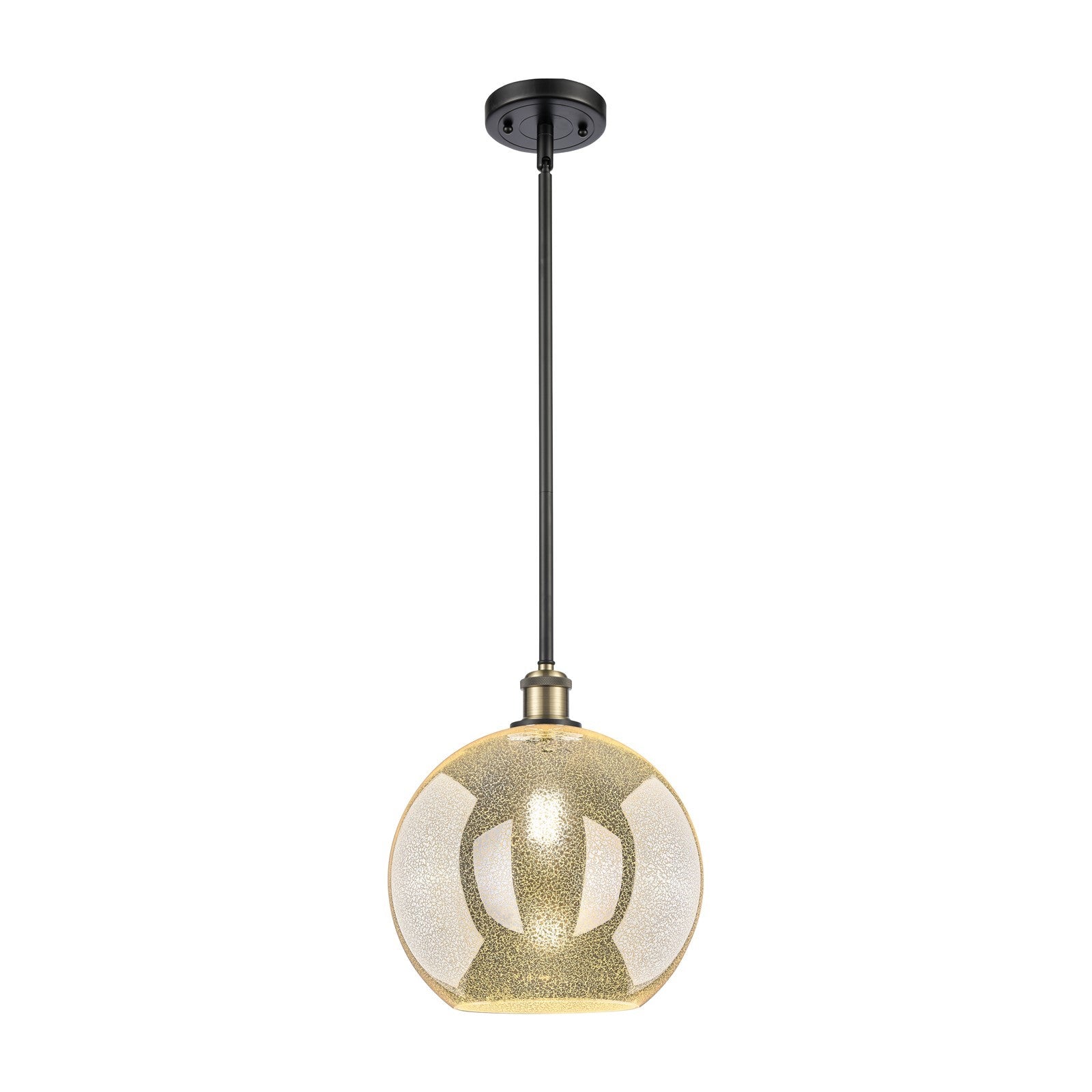 Innovations Athens 12in 1-Light Mini Pendant | Industrial Black Antique Brass and Mercury Glass | Kitchen Island & Dining | Model 516-1S-BAB-G128-12