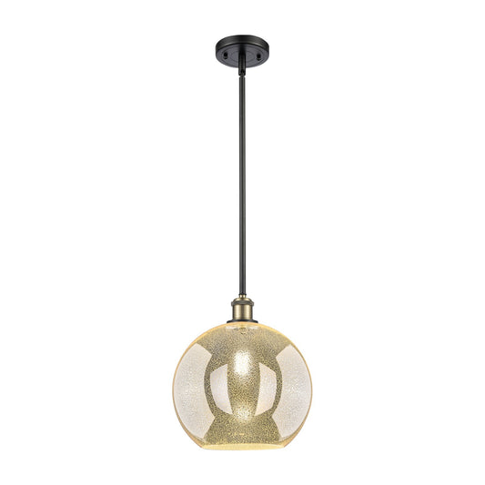 Innovations Athens 12in 1-Light Mini Pendant | Industrial Black Antique Brass and Mercury Glass | Kitchen Island & Dining | Model 516-1S-BAB-G128-12