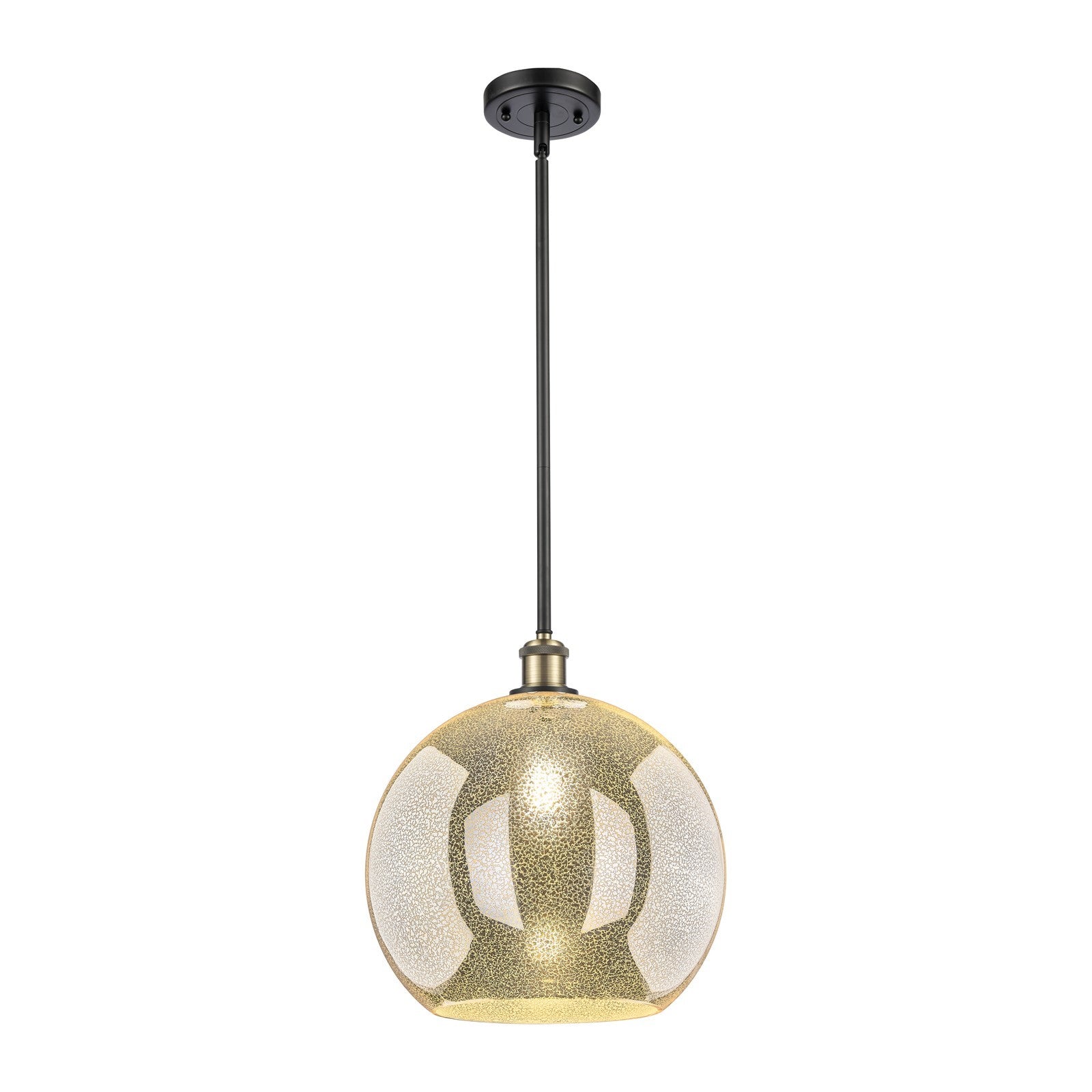Innovations Athens 14in 1-Light Pendant | Industrial Black Antique Brass and Mercury Glass | Kitchen Island & Dining Room | Model 516-1S-BAB-G128-14