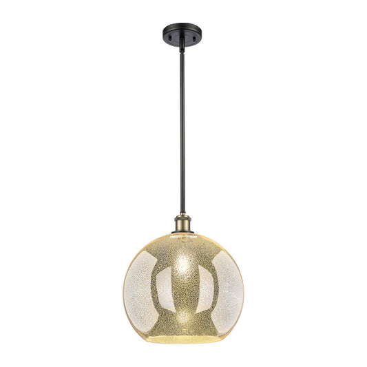Innovations Athens 14in 1-Light Pendant | Industrial Black Antique Brass and Mercury Glass | Kitchen Island & Dining Room | Model 516-1S-BAB-G128-14