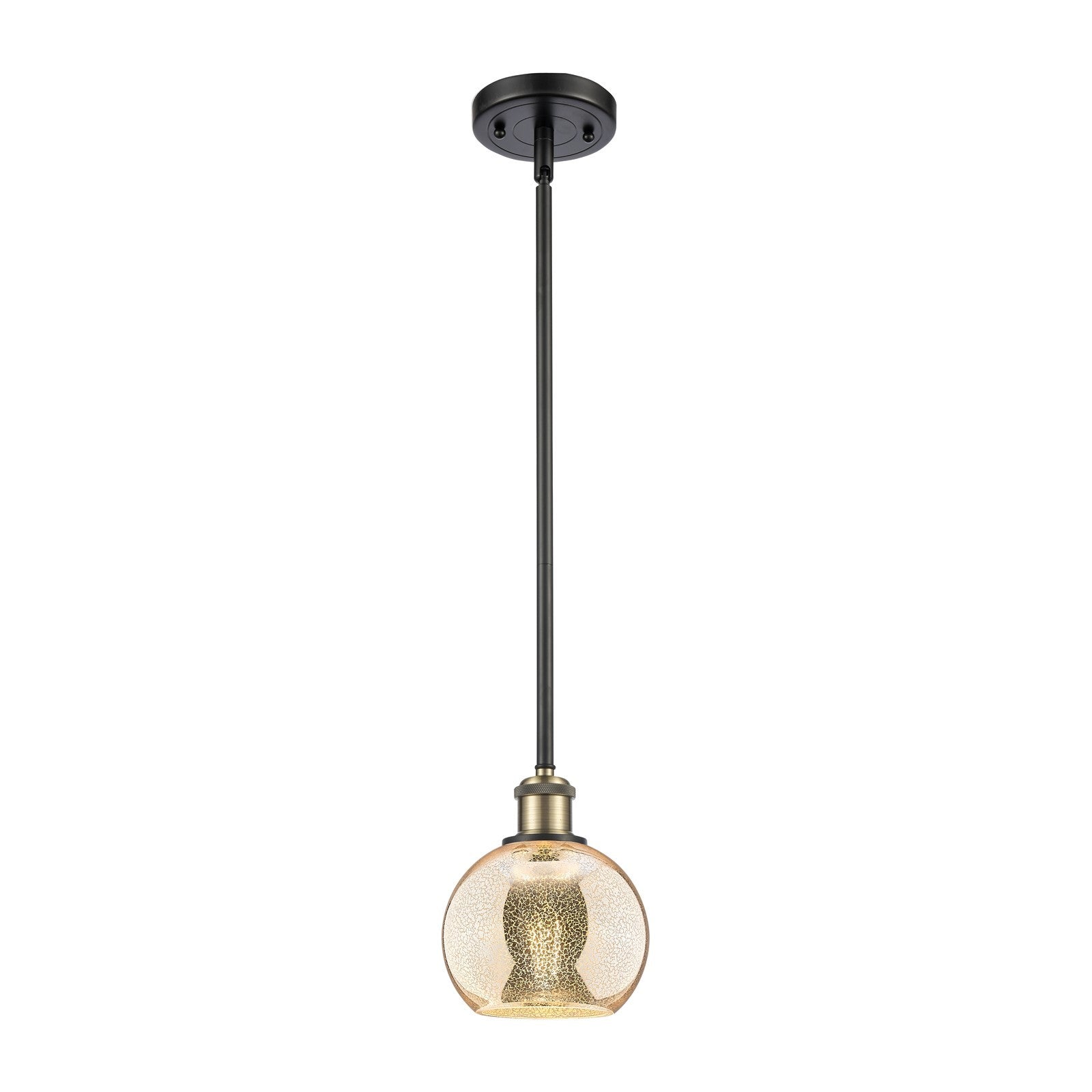 Innovations Athens 6in 1-Light Mini Pendant | Industrial Black Antique Brass and Mercury Glass | Kitchen Island & Dining | Model 516-1S-BAB-G128-6
