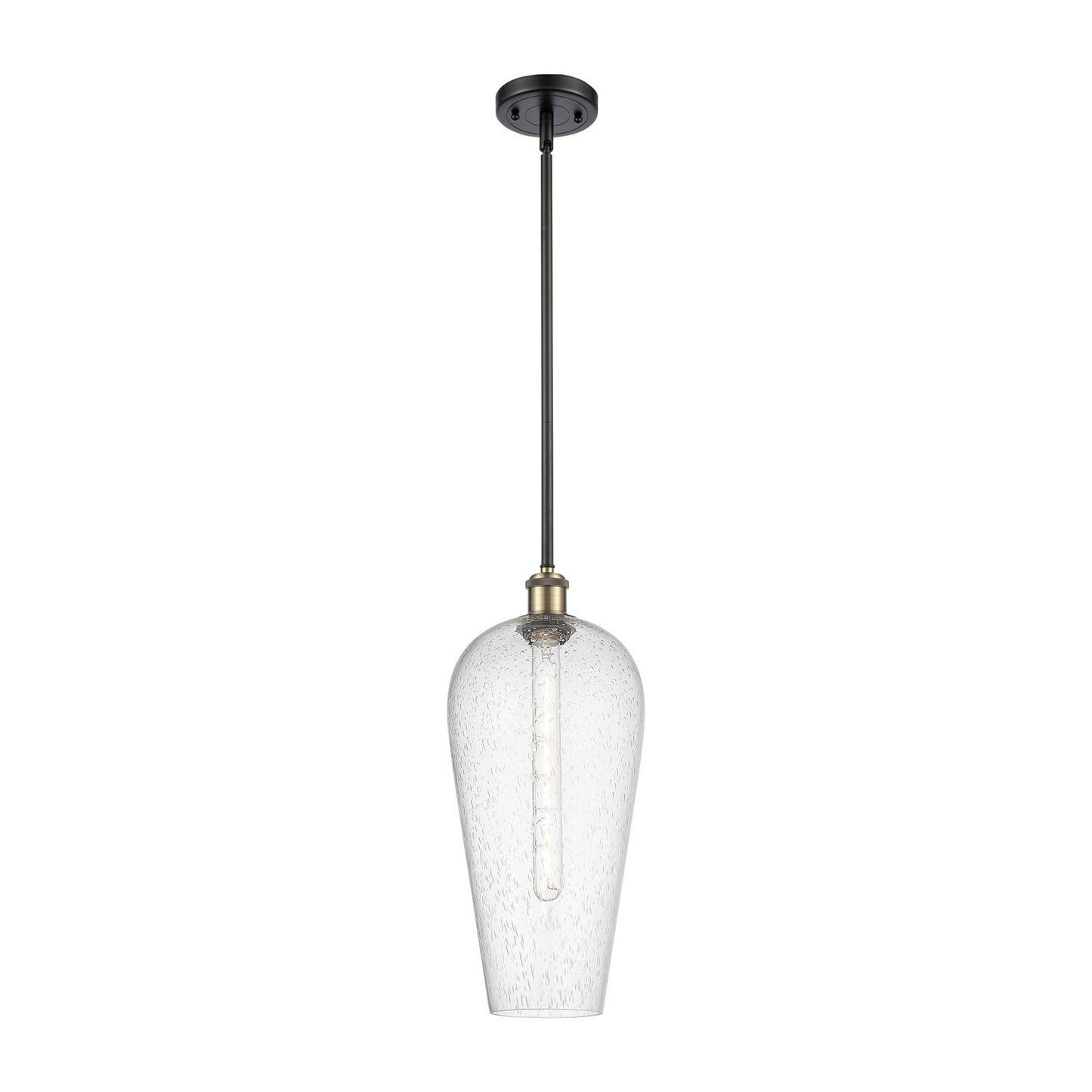 Innovations Chelsea 8in 1-Light Mini Pendant | Industrial Black Antique Brass and Seedy Glass | Kitchen Island & Dining | Model 516-1S-BAB-G456-8SDY