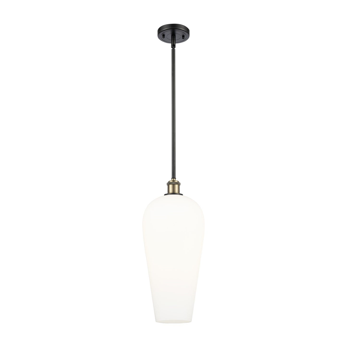 Innovations Chelsea 8in 1-Light Mini Pendant | Industrial Black Antique Brass and White Glass | Kitchen Island & Dining | Model 516-1S-BAB-G456-8WH