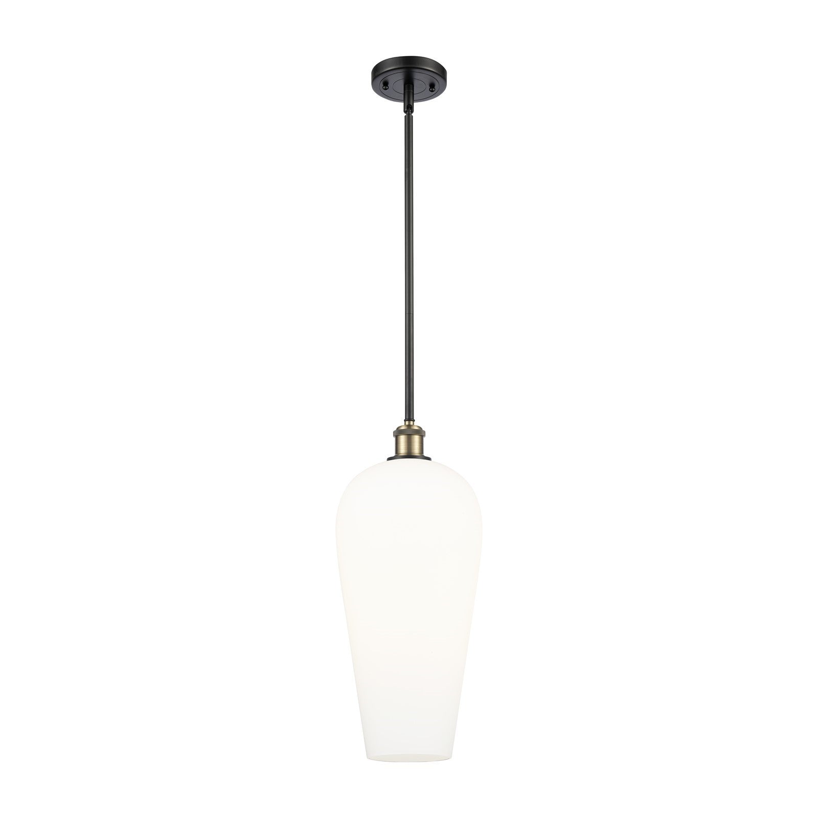 Innovations Chelsea 8in 1-Light Mini Pendant | Industrial Black Antique Brass and White Glass | Kitchen Island & Dining | Model 516-1S-BAB-G456-8WH