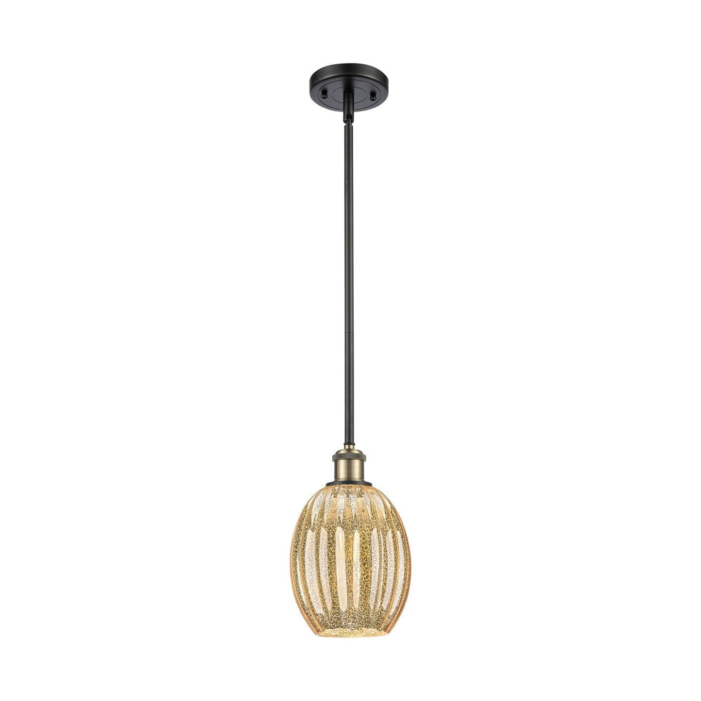 Innovations Preston Bulb 6.25in 1-Light Mini Pendant | Industrial Black Antique Brass and Mercury Glass | Kitchen Island | Model 516-1S-BAB-G459-6ME