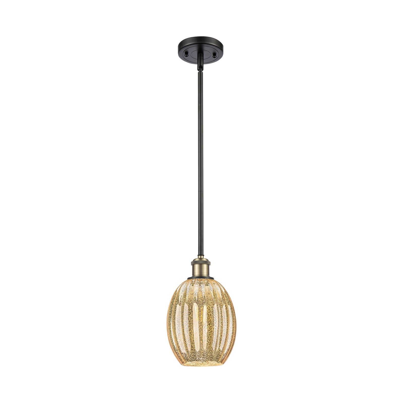 Innovations Preston Bulb 6.25in 1-Light Mini Pendant | Industrial Black Antique Brass and Mercury Glass | Kitchen Island | Model 516-1S-BAB-G459-6ME