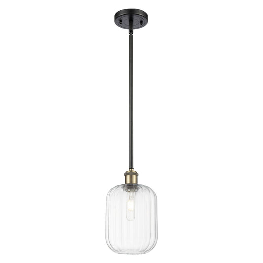 Innovations Preston Cylinder 6.75in 1-Light Mini Pendant | Industrial Black Antique Brass and Clear Glass | Kitchen | Model 516-1S-BAB-G460-7CL