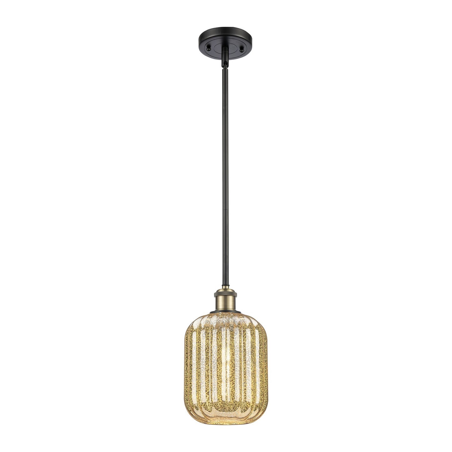 Innovations Preston Cylinder 6.75in 1-Light Mini Pendant | Industrial Black Antique Brass and Mercury Glass | Kitchen | Model 516-1S-BAB-G460-7ME