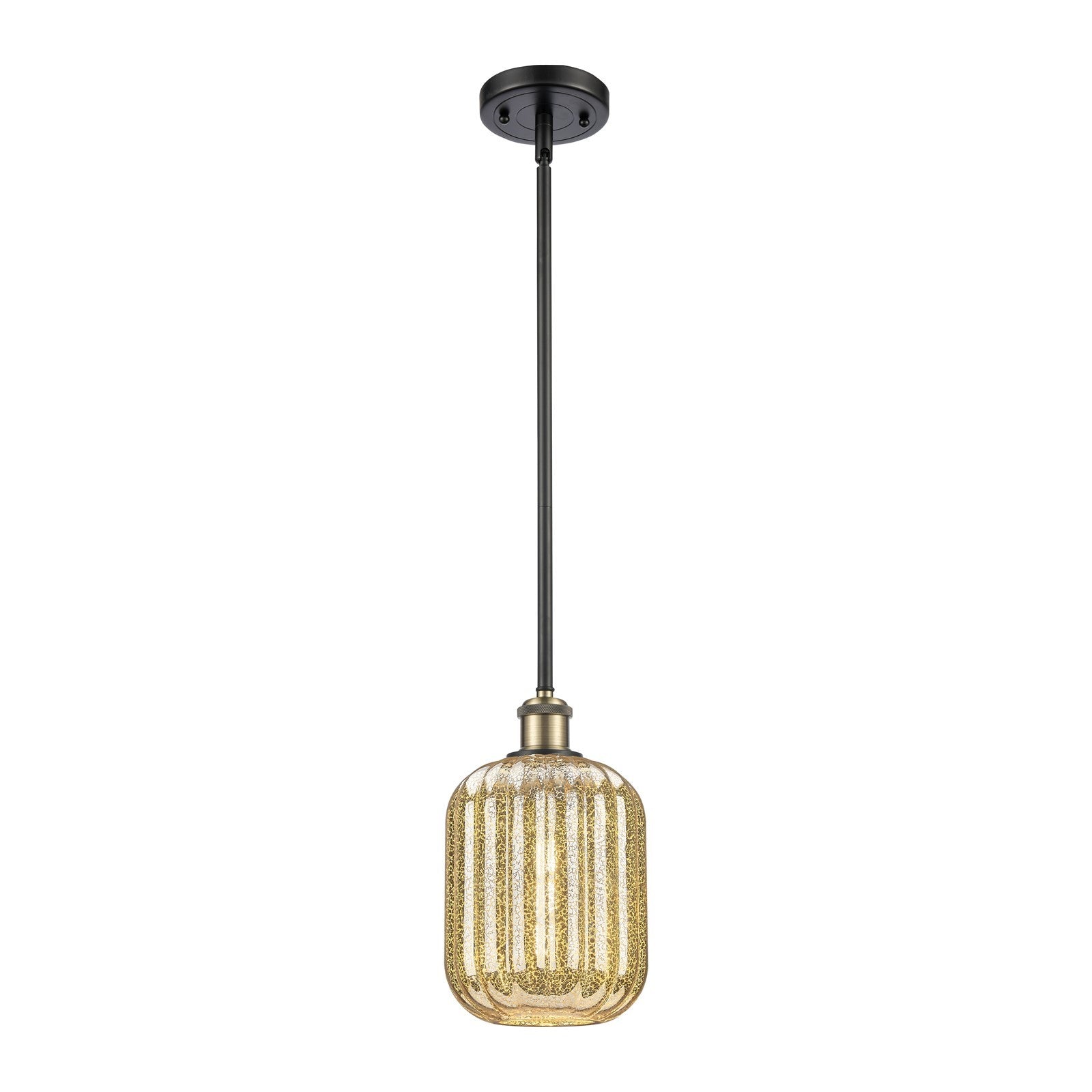 Innovations Preston Cylinder 6.75in 1-Light Mini Pendant | Industrial Black Antique Brass and Mercury Glass | Kitchen | Model 516-1S-BAB-G460-7ME