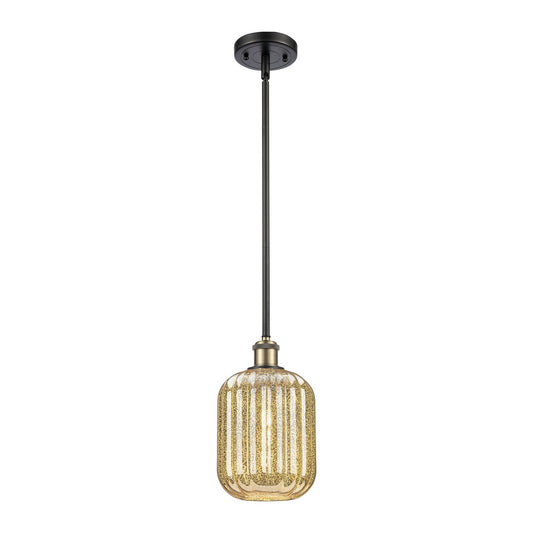 Innovations Preston Cylinder 6.75in 1-Light Mini Pendant | Industrial Black Antique Brass and Mercury Glass | Kitchen | Model 516-1S-BAB-G460-7ME