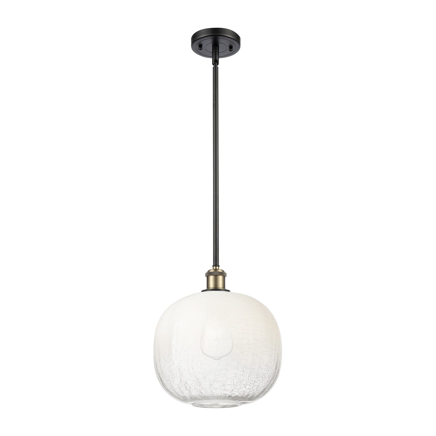Innovations Brookhaven Sphere 10.5in 1-Light Mini Pendant | Industrial Black Antique Brass and Opal Glass | Kitchen | Model 516-1S-BAB-G481-10OP