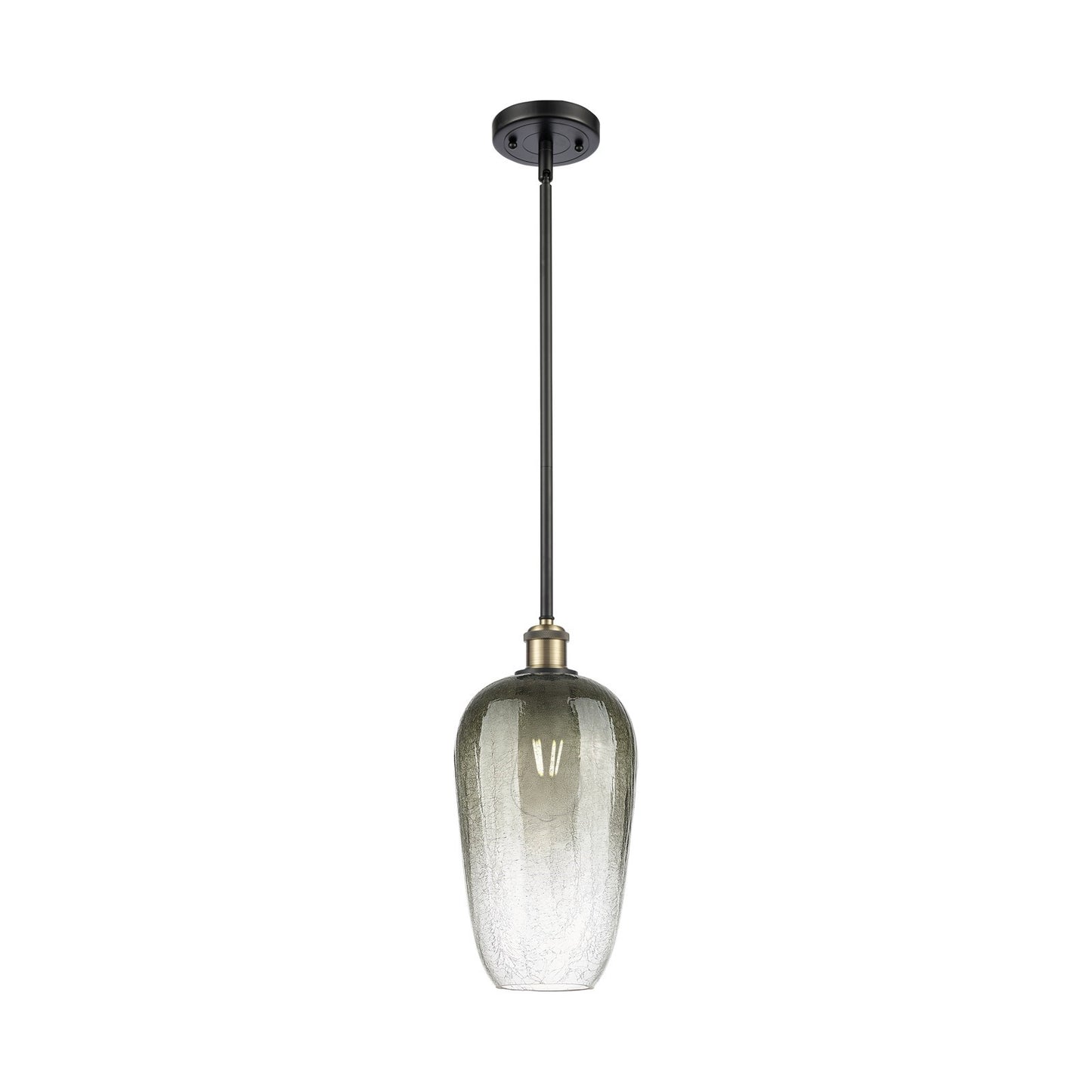 Innovations Brookhaven Flute 7in 1-Light Mini Pendant | Industrial Black Antique Brass and Slate Glass | Kitchen Island | Model 516-1S-BAB-G484-7SL