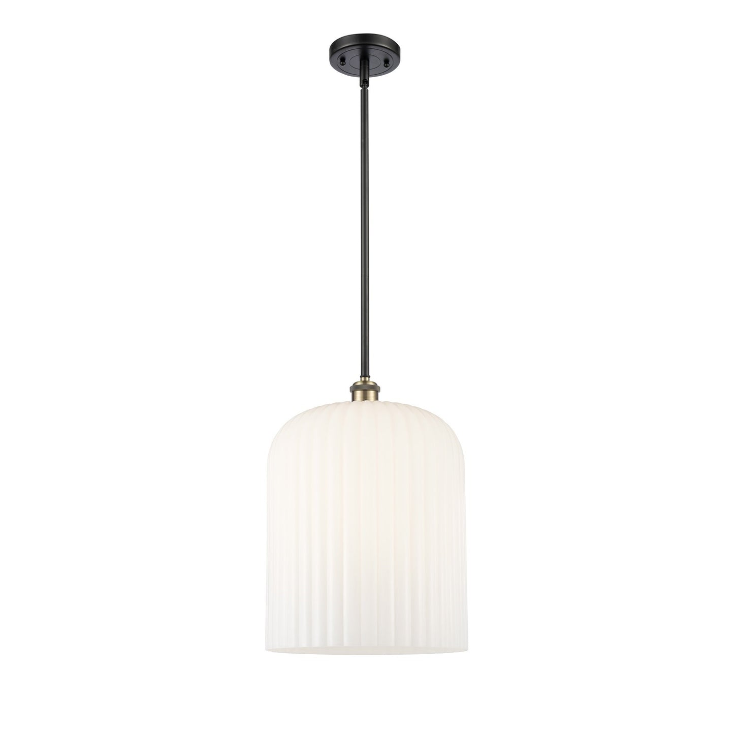 Innovations Bridal Veil 5in 1-Light Mini Pendant | Art Nouveau Black Antique Brass and Gloss White Glass | Kitchen | Model 516-1S-BAB-G559-12GWH